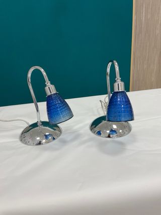 2 Lampade Tavolo Azzurre Vintage