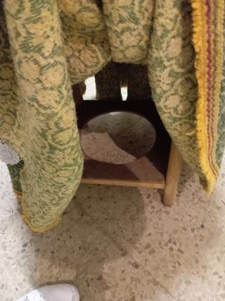 Mesa camilla antigua+ hueco para brasero + 2 silla