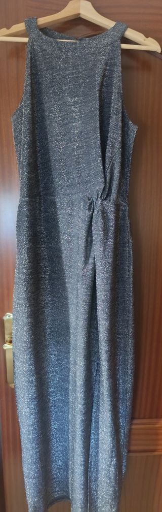Vestido fiesta brillo azul plata
