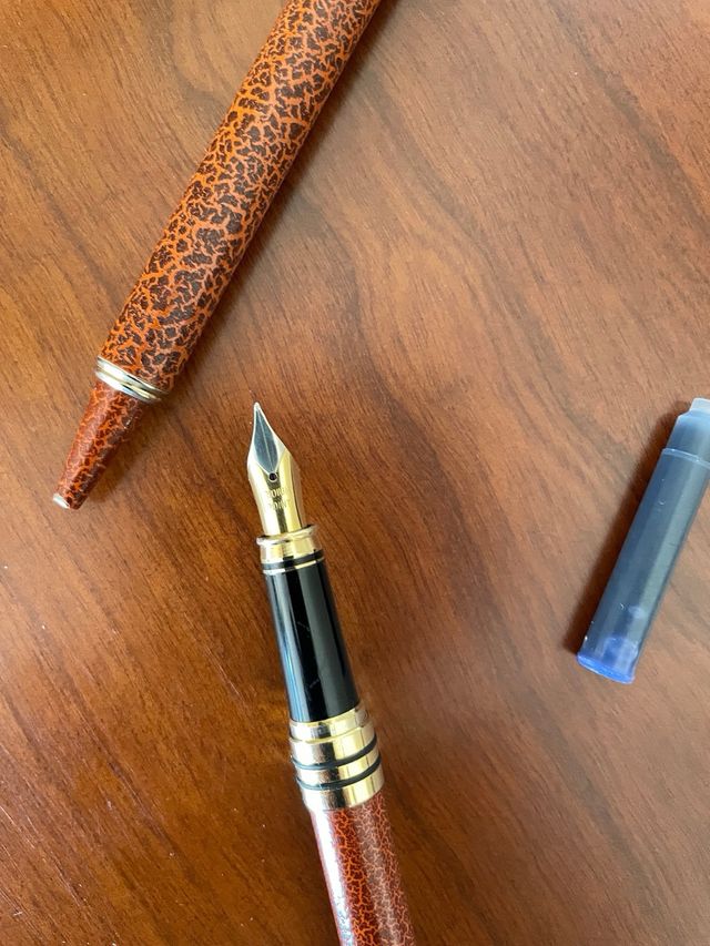 Pluma estilográfica y bolígrafo antiguos