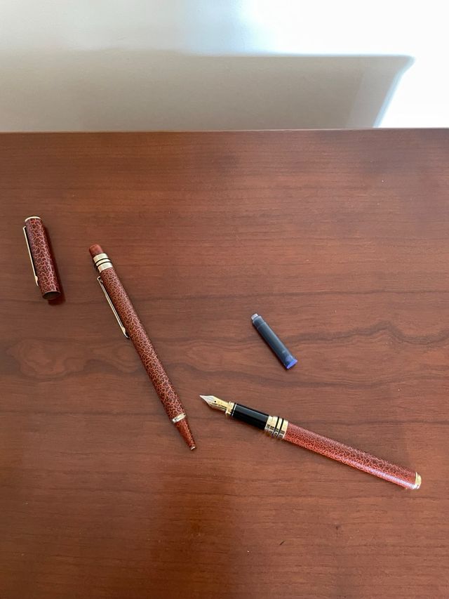 Pluma estilográfica y bolígrafo antiguos