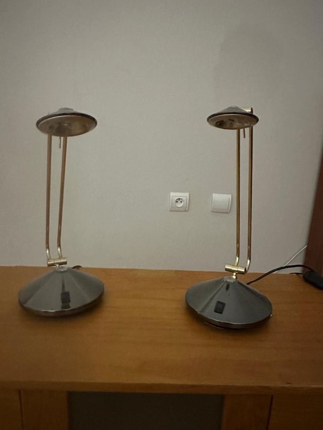 2 Lámparas mesita noche - dorado, plata