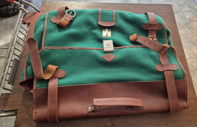 Borsa da Viaggio Vintage Bordeaux e Verde Feltro