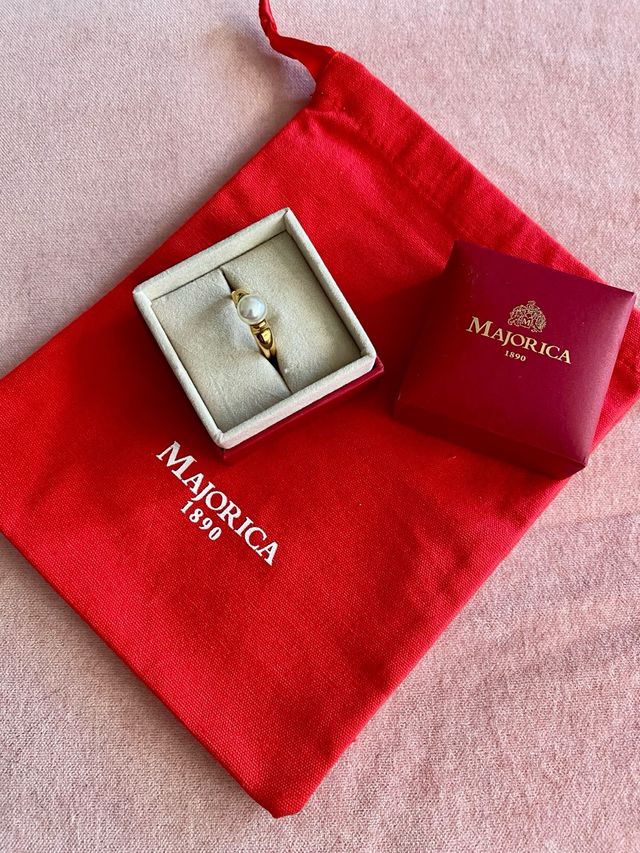 Anillo Majorica perla blanca - oro