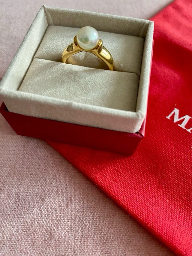 Anillo Majorica perla blanca - oro
