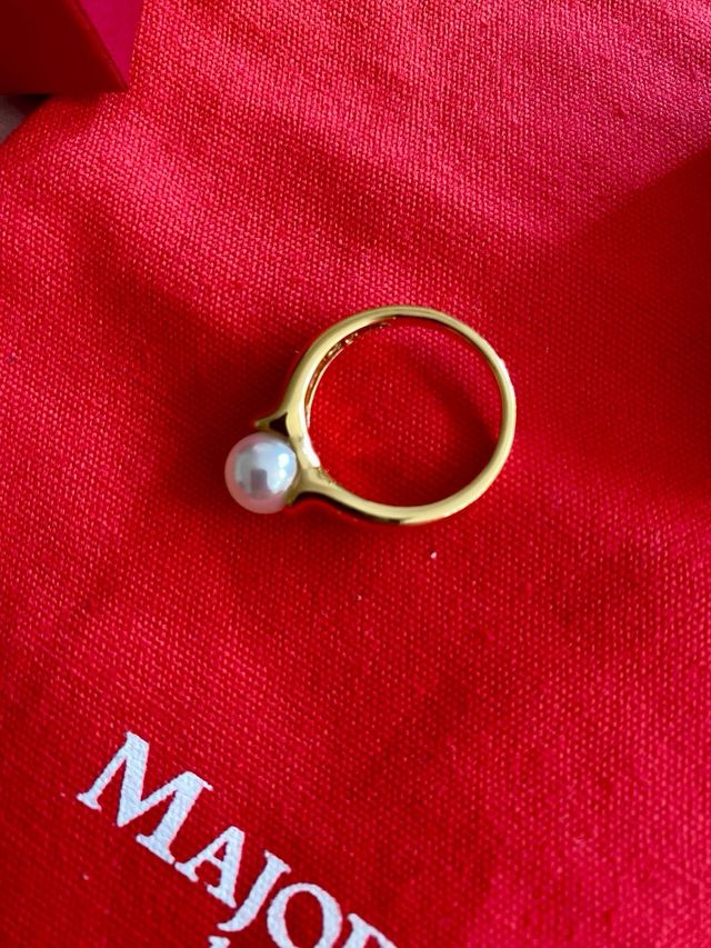 Anillo Majorica perla blanca - oro