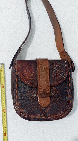 Bolso De Cuero Labrado 
