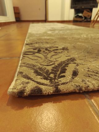 Alfombra pasillo beige y marrón 80x300 cm