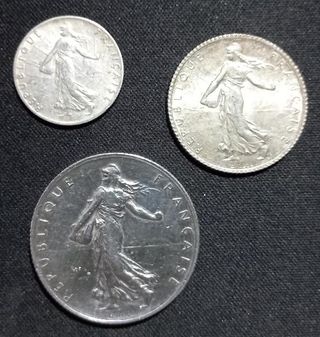 MONEDAS FRANCESAS DE PLATA ÉPOCA I GUERRA MUNDIAL