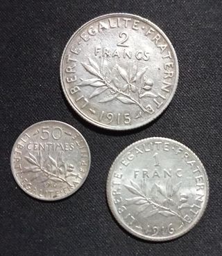 MONEDAS FRANCESAS DE PLATA ÉPOCA I GUERRA MUNDIAL