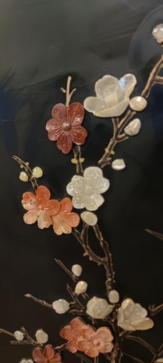 Biombo chino antiguo - lacado nácar