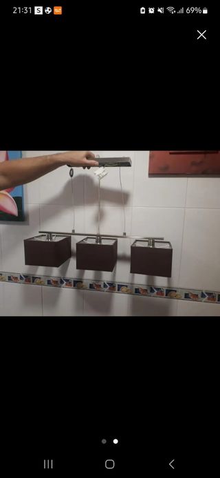 3 Lámparas salón - Marrón chocolate y Plata
