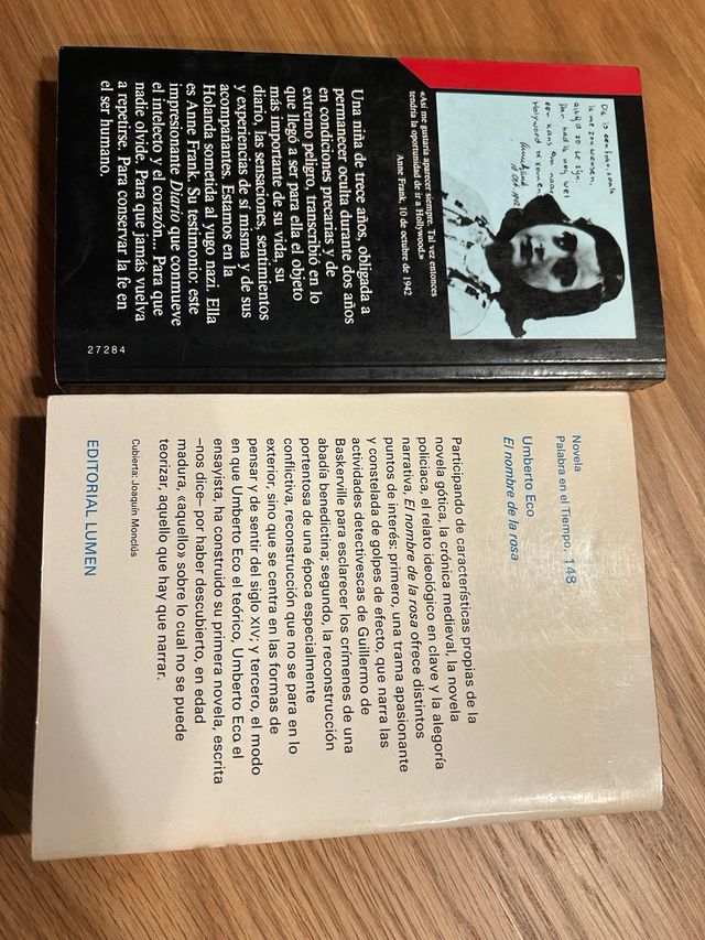 Pack2 libros:Diario de Anne Frank/El nombre de la rosa