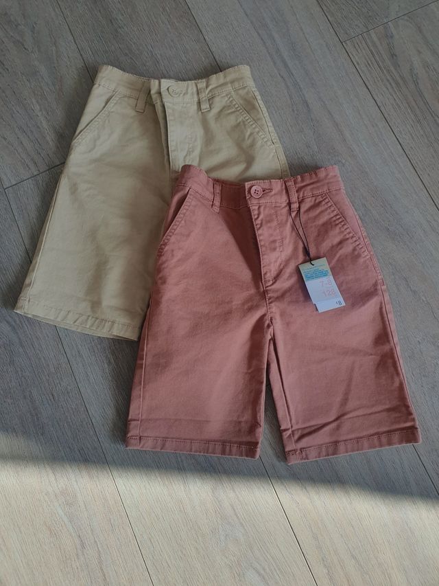 2 pantalones cortos niño - beige y salmón
