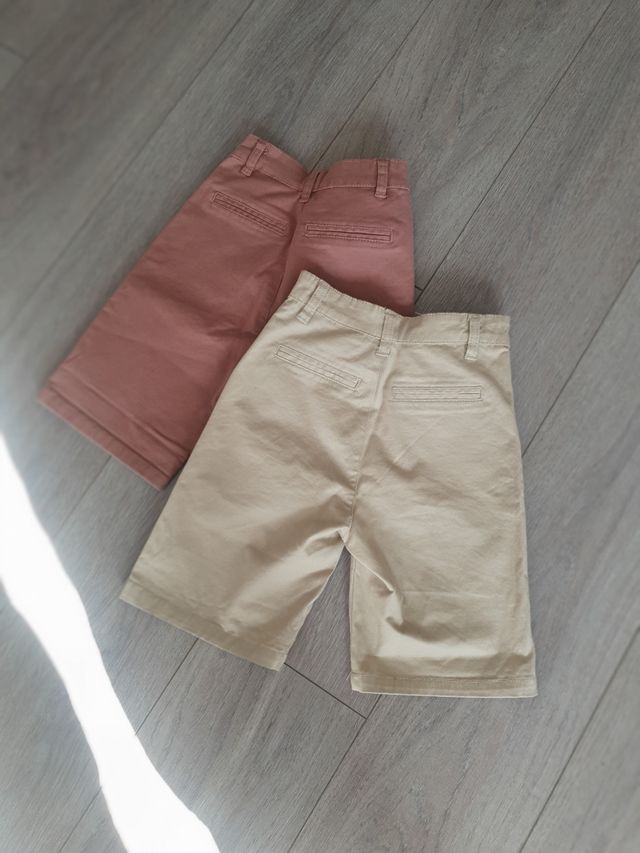 2 pantalones cortos niño - beige y salmón