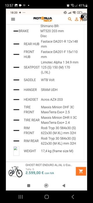 Bicicleta MTB Ghost Riot M año 2022