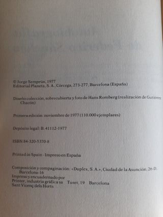 Autobiografía de Federico Sánchez – Jorge Semprún