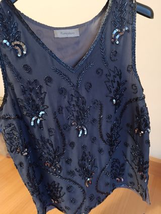 Cuerpo fiesta lentejuelas mujer gris