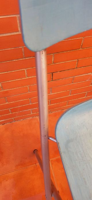 Taburete plegable restaurado azul