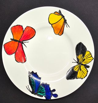 Set Tazzine e piattino dipinti a mano