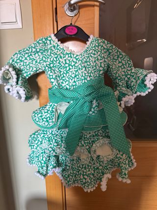 Vestido Flamenca niña - verde y blanco