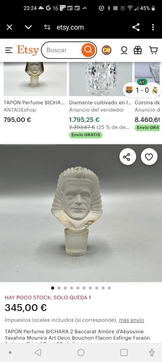 Botella  perfume Marca Bichara antigua coleccion.