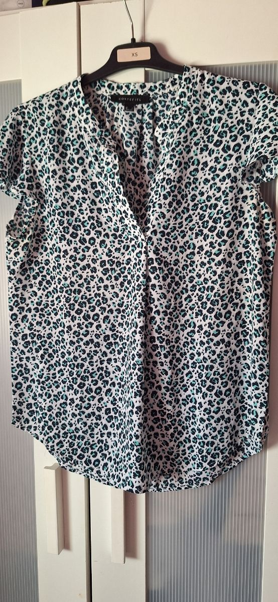 Blusa Cortefiel XS -  Teal/Blanco