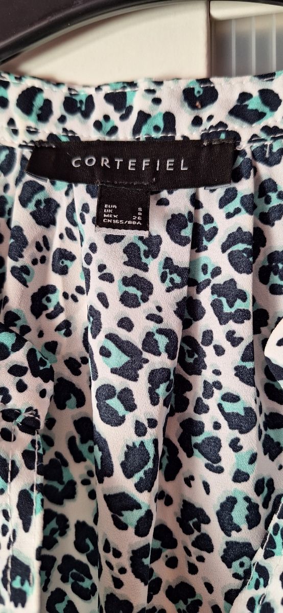 Blusa Cortefiel XS -  Teal/Blanco