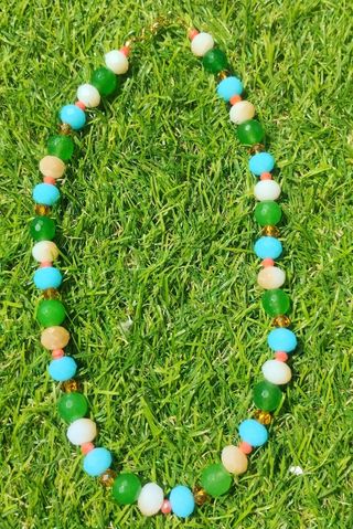 Collar piedra cristal azul verde