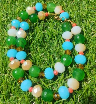 Collar piedra cristal azul verde