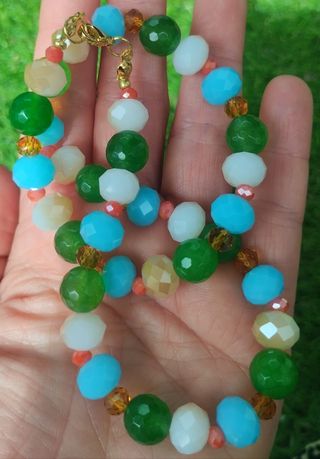 Collar piedra cristal azul verde