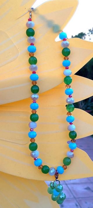 Collar piedra cristal azul verde
