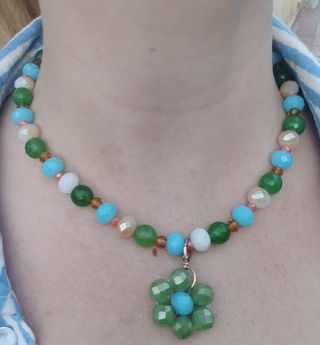 Collar piedra cristal azul verde