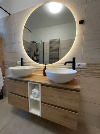 Mobile bagno 2 lavabi legno bianco