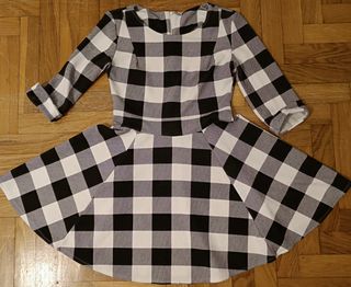 Vestido blanco y negro cuadros M