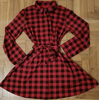 Vestido cuadros rojo y negro - Talla M