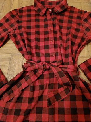 Vestido cuadros rojo y negro - Talla M