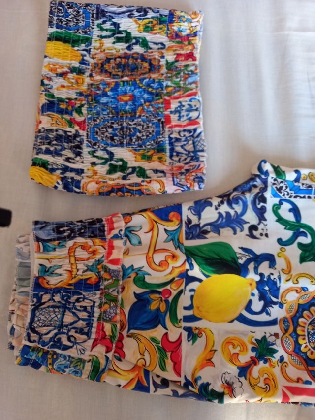 Conjunto pantalón y top multicolor