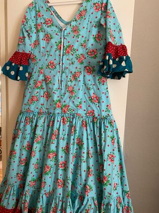 Traje Flamenca Rosa-Turquesa