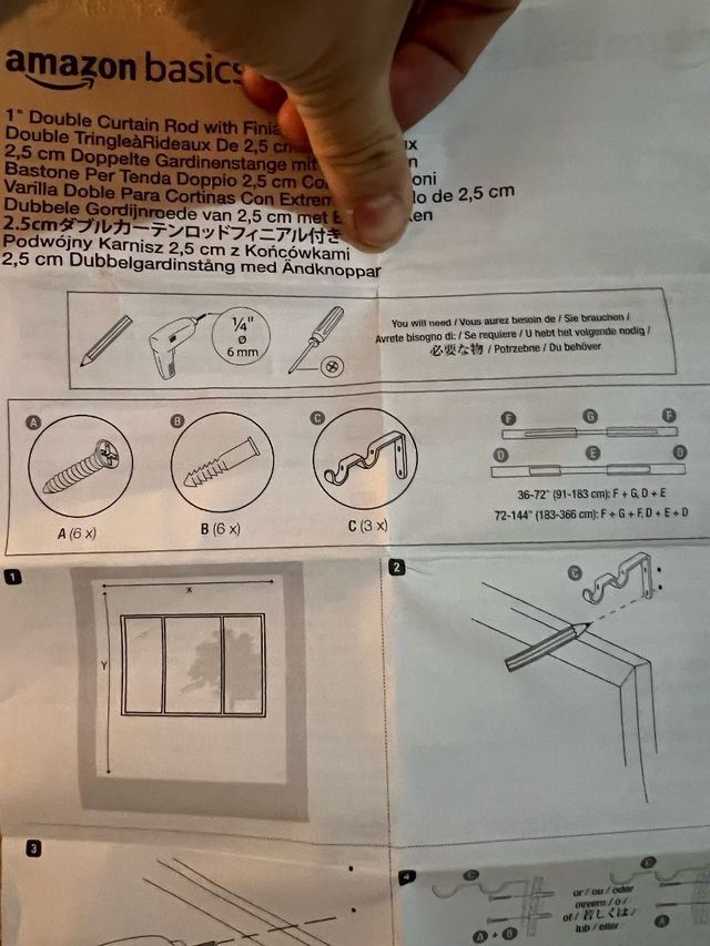 Barra Cortina Doble Amazon Basics - Negra