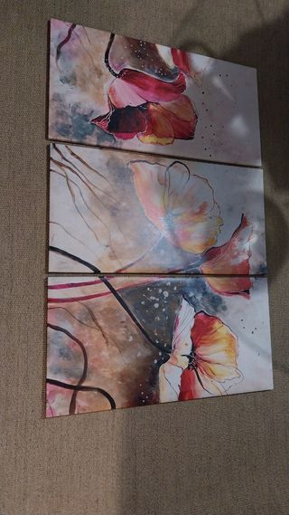 3 Cuadros Flores - Arte Abstracto