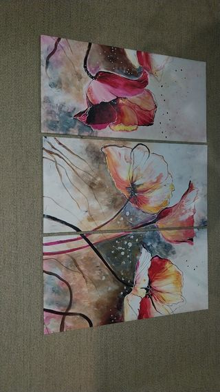 3 Cuadros Flores - Arte Abstracto