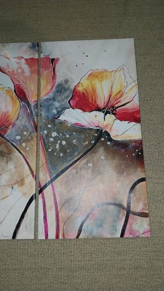 3 Cuadros Flores - Arte Abstracto