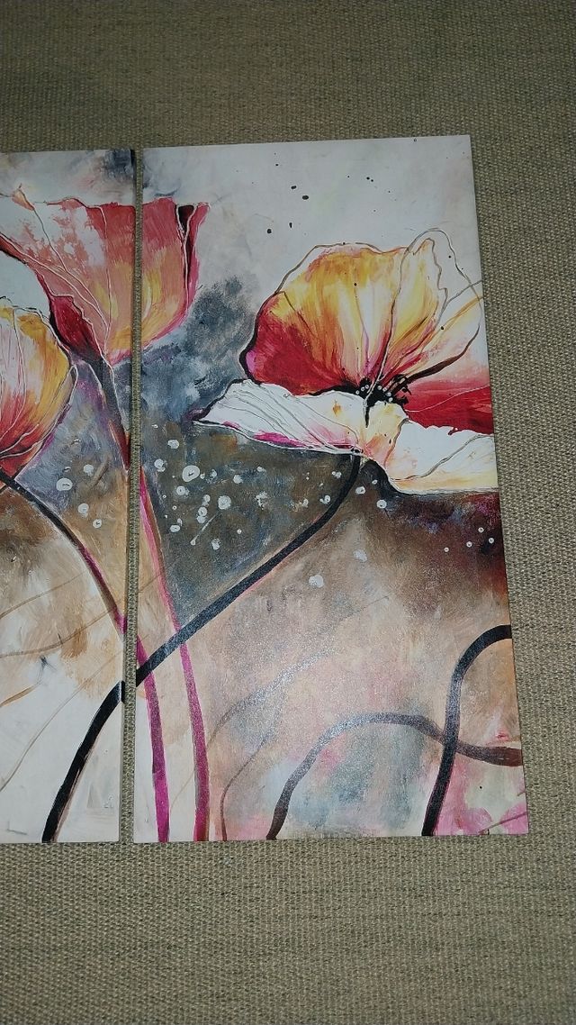 3 Cuadros Flores - Arte Abstracto