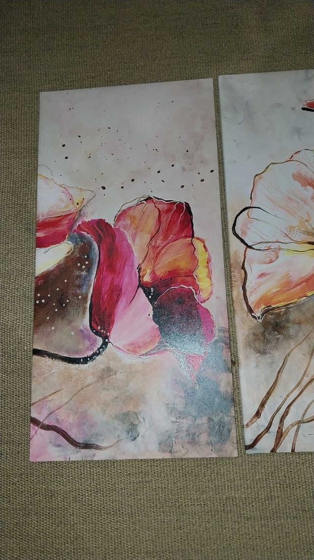3 Cuadros Flores - Arte Abstracto