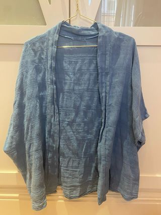 Chaqueta kimono americana lino azul talla única 