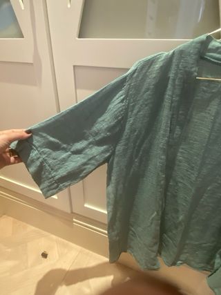 Chaqueta kimono lino verde - Talla única