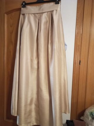 Conjunto seda beige y blanco
