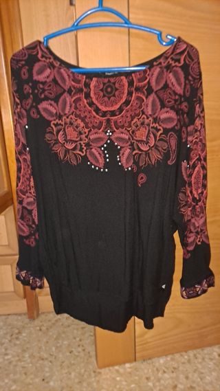 Camisa Desigual negra y roja - Talla L equ 46