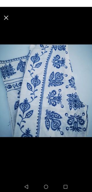 Calças Zara Bordadas - Azul